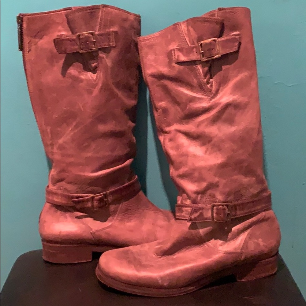 Butter soft slouchy brown leather boots